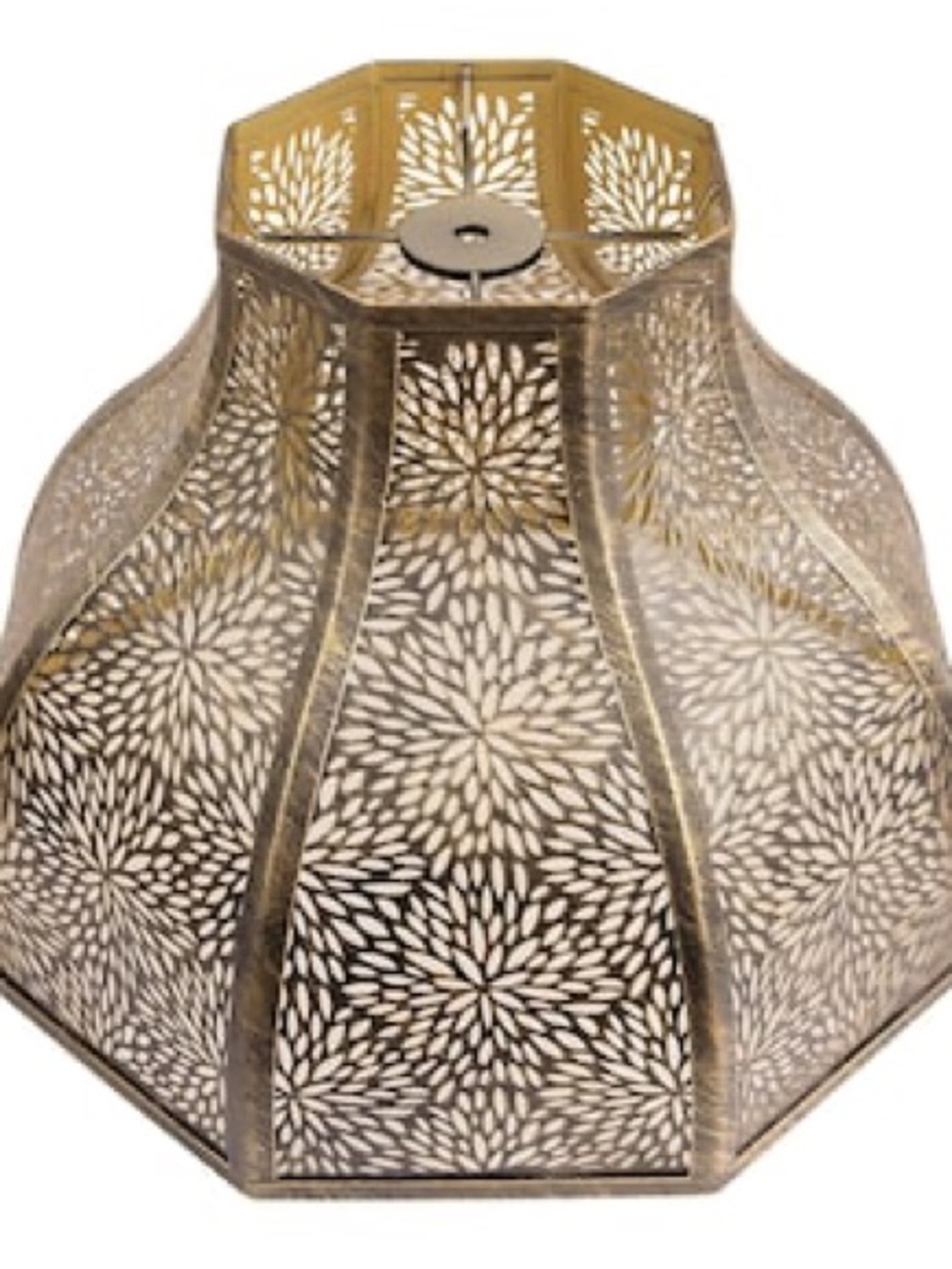 SWAIFDEE Eight-Petal Lotus Metal Lamp Shade Antique Bronze Etched Floral Décor - Picture 6 of 15
